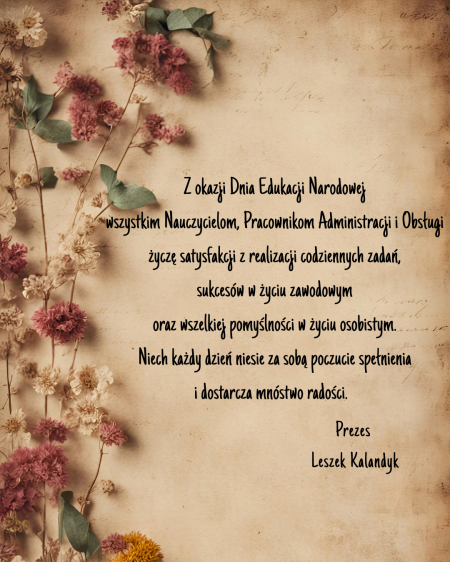Życzenia z okazji Dnia Edukacji Narodowej