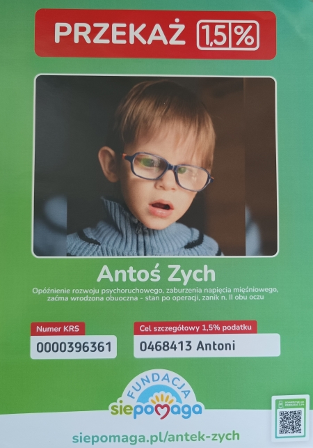 Pomoc dla Antosia z NP Wesołe Promyczki - Boguchwała, Mikołaja Reja 1