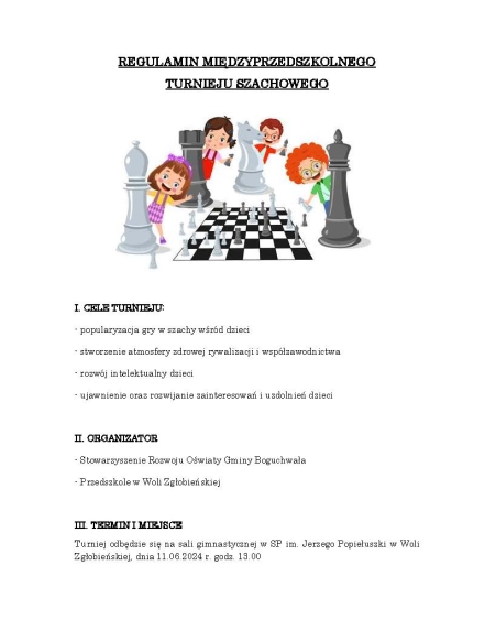 Regulaminu Turnieju Szachowego